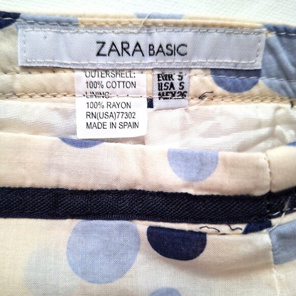 Zara White and Blue Polka Dot Skirt - Picture 3 of 4